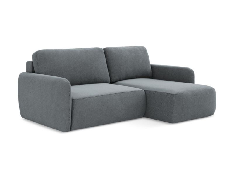 Narożnik prawostronny z funkcją spania LaMiaSofa CORLE z tkaniny strukturalnej 207x148 cm jeans 1 szt.