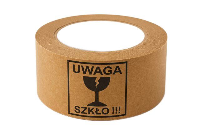 EKO Taśma Neopak Papierowa UWAGA SZKŁO 50mm/45m 1 szt.
