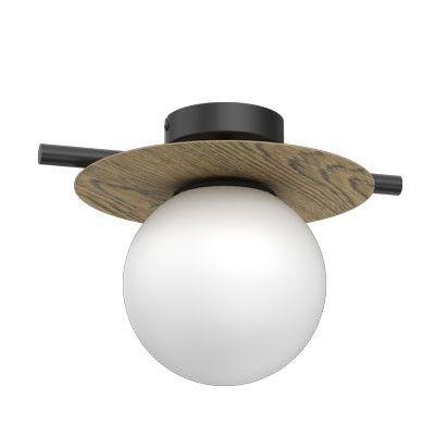 Lampa sufitowa wisząca Luminex Orbital czarny mat-jasne drewno-biała wym: 22 x 30 x 24 cm 1xE27 x 15W 1 szt.