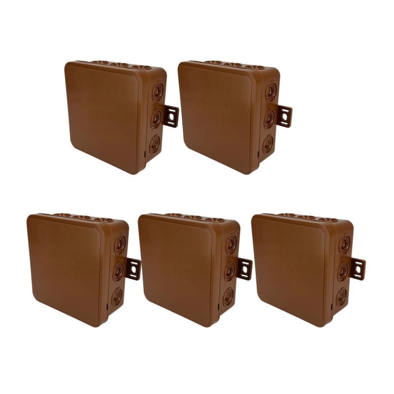 Puszka natynkowa EDO hermetyczna elastyczna 100x100x41mm 12-wlotowa, zamknięcie "na klik" IP54 brązowa 5 szt.