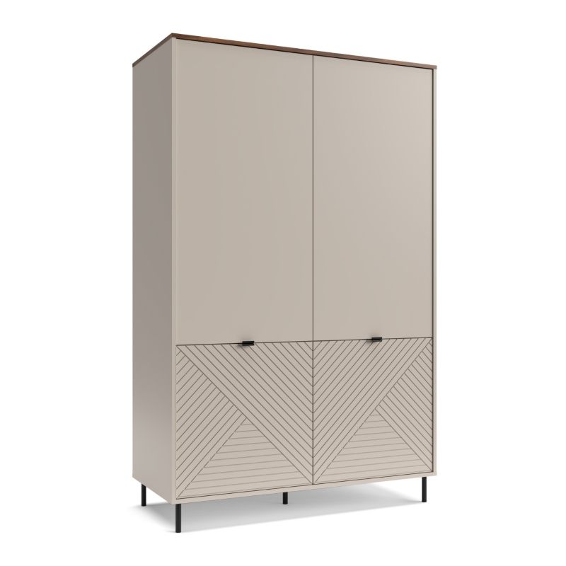 Szafa Czterodrzwiowa BLUSH Mebel Elite Kaszmir/ Dąb castello Ryflowana 1 szt