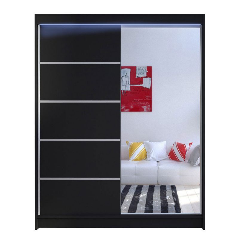 Szafa MIRJAN 24 z drzwiami przesuwnymi Camino III z oświetleniem RGB czarny 1 szt.