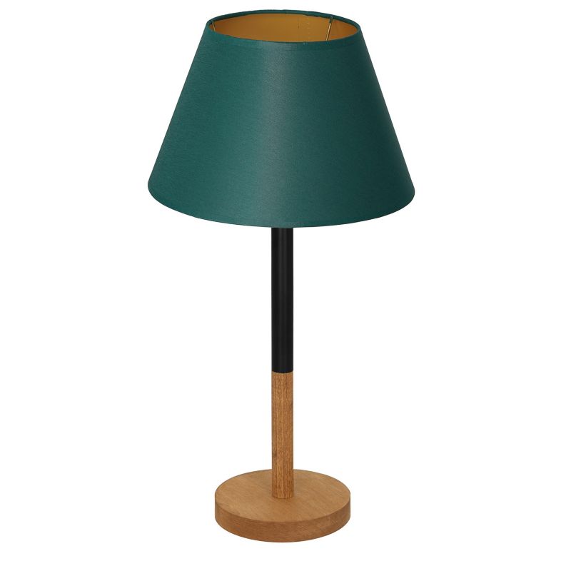 Lampa stołowa Luminex Table Lamps zielono-drewniana drewniana 1 x E27 x 15W IP20 wym: 56 x 30 x 30 cm drewno - 1 szt.