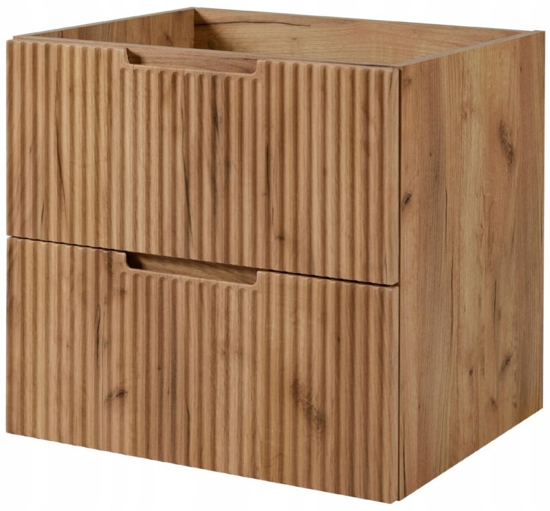 Szafka pod umywalkę Furnidea 60 cm dąb craft złoty ryflowana MDF wisząca VENA 1 szt.