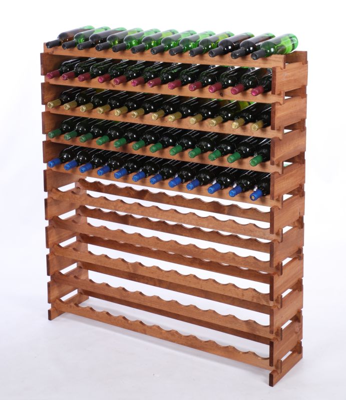 Stojak na wino MODO24 regał modułowy na butelki 10 leżni x 12 butelek montaż bez narzędzi impregnacja brązowa 1 szt.