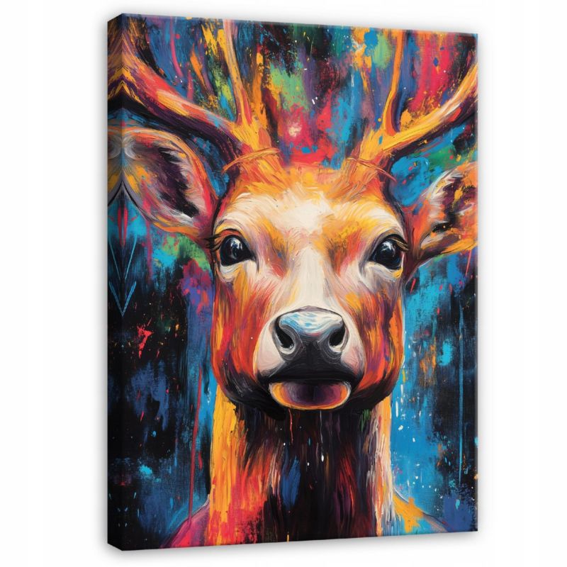 Obraz Na Płótnie WALLARENA 100x70 cm Dekoracja Ścienna Do Sypialni Salonu Kuchni Abstrakcja Jeleń 1 szt.