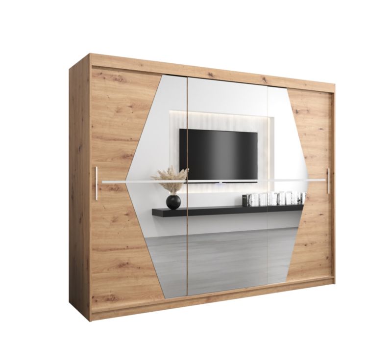 Szafa przesuwna Garderoba Abiks BOLIWIA 250 dąb artisan + dąb artisan 1 szt.