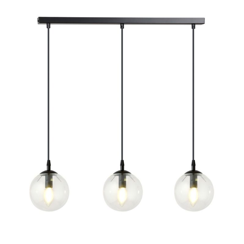 Lampa sufitowa Emibig Cosmo czarno-przezroczysty wym: 100 x 70 x 12 cm 3xE14 x 10W 1 szt.