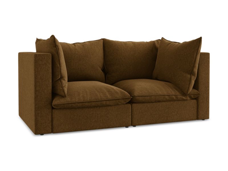 2-osobowa kanapa modułowa LaMiaSofa RAVENNA z tkaniny welwetowej 180x90 cm musztardowy 1 szt.