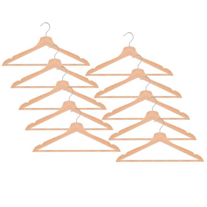 Wieszaki na ubrania do szafy, drewniane Springos zestaw 10 szt. jasnobrązowy 1 kpl.