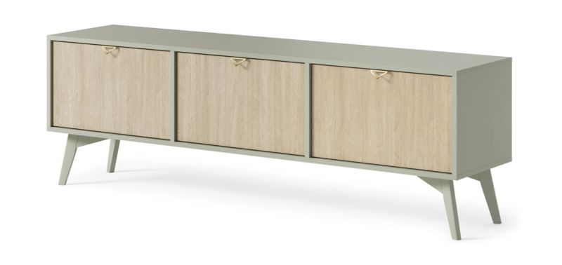 Szafka rtv trzydrzwiowa Bettso Firr 158 cm szeroka do salonu eukaliptus jodełka skandi 1szt.