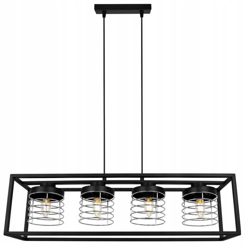 Lampa sufitowe wisząca Light Home LH Rasti Cage Klatka 4x E27 60W czarny/srebrny 1szt.