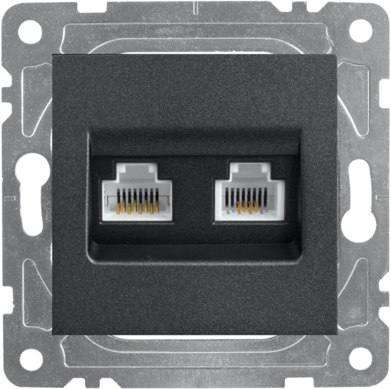 Gniazdo Dpm Quad RJ45 / RJ11 czarne