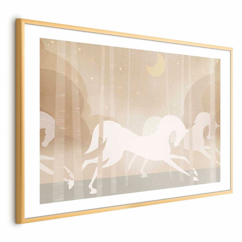 Plakat Artgeist Pędzące rumaki 60x40 cm z ramą złotą 1 szt