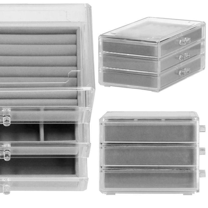 Szkatułka na biżuterię Springos 23x14x11 cm welurowa z przegródkami 1 szt.