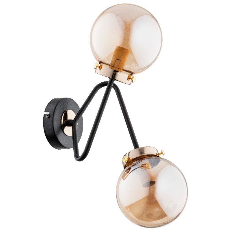 Kinkiet ścienny Alfa Resto czarno-złoty-bursztynowy 2 x E14 x 10W IP20 wym: 39 x 23,5 x 27,5 cm - 1 szt.