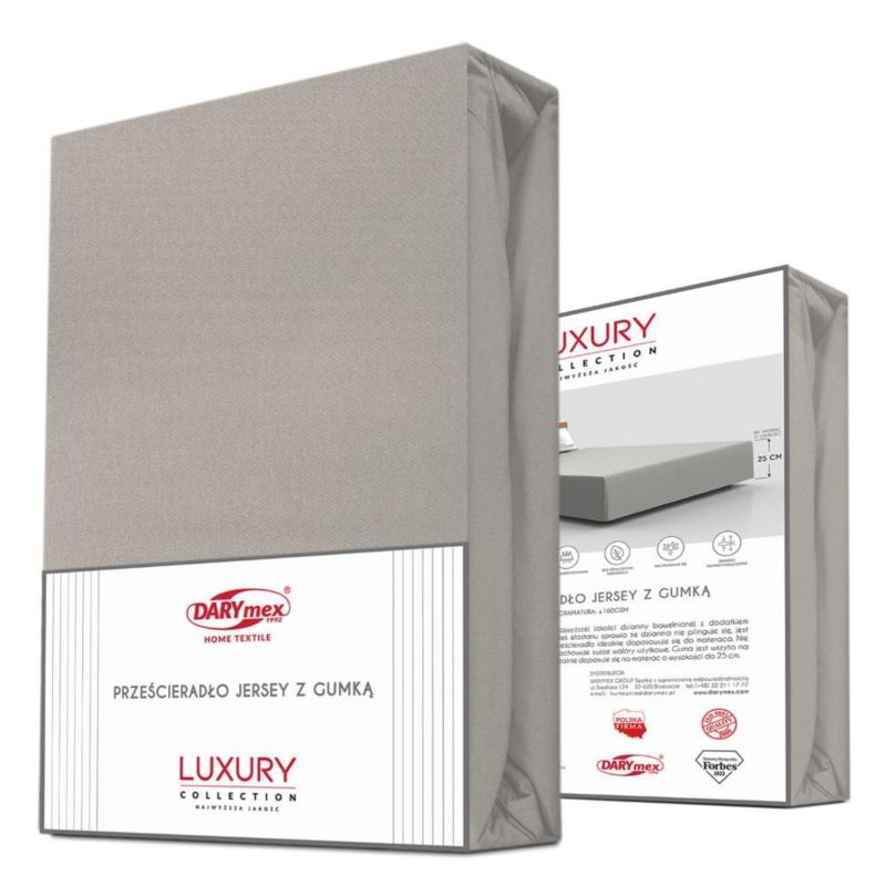 Prześcieradło jersey z elastanem z gumką Darymex 140x200 kolor popiel 1 szt.