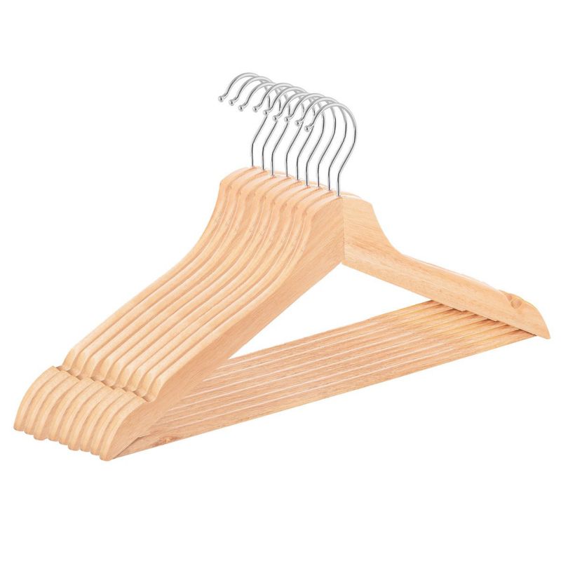 Wieszaki na ubrania Springos drewniane lakierowane z haczykami 360 st. 9 szt.