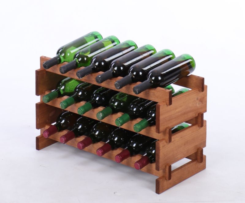 Stojak na wino MODO24 regał modułowy na butelki 3 leżnie x 6 butelek montaż bez narzędzi impregnacja brązowa 1 szt.