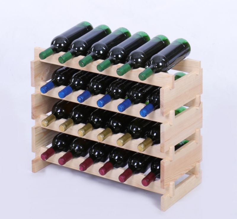 Stojak na wino MODO24 regał modułowy na butelki 4 leżnie x 6 butelek montaż bez narzędzi naturalne drewno 1 szt.