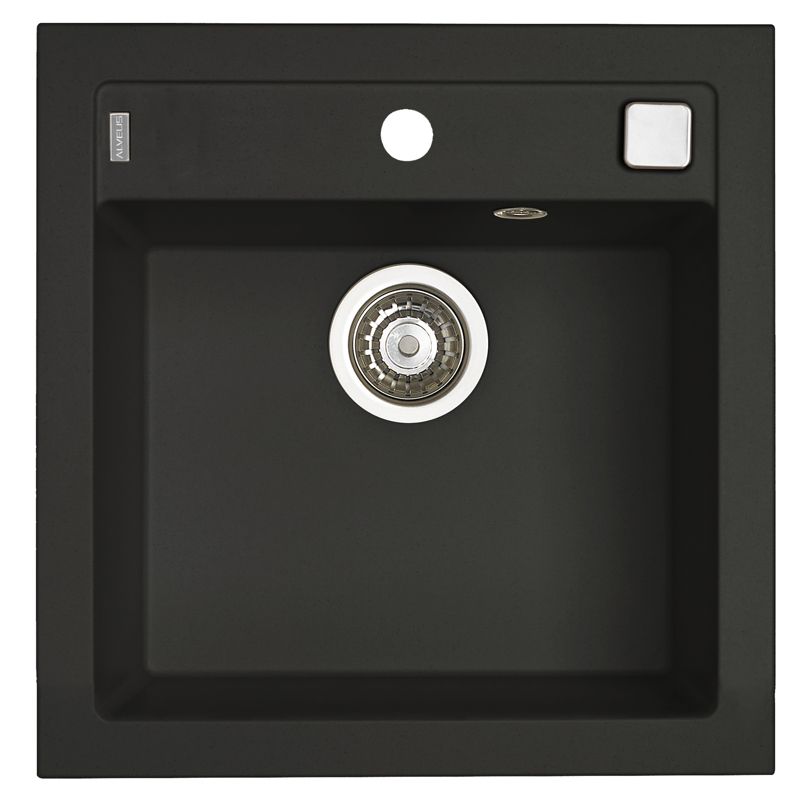 Zlewozmywak granitowy Alveus FORMIC 20 DEEP BLACK kol. 90 czarny (52x51) 1-komorowy 1szt
