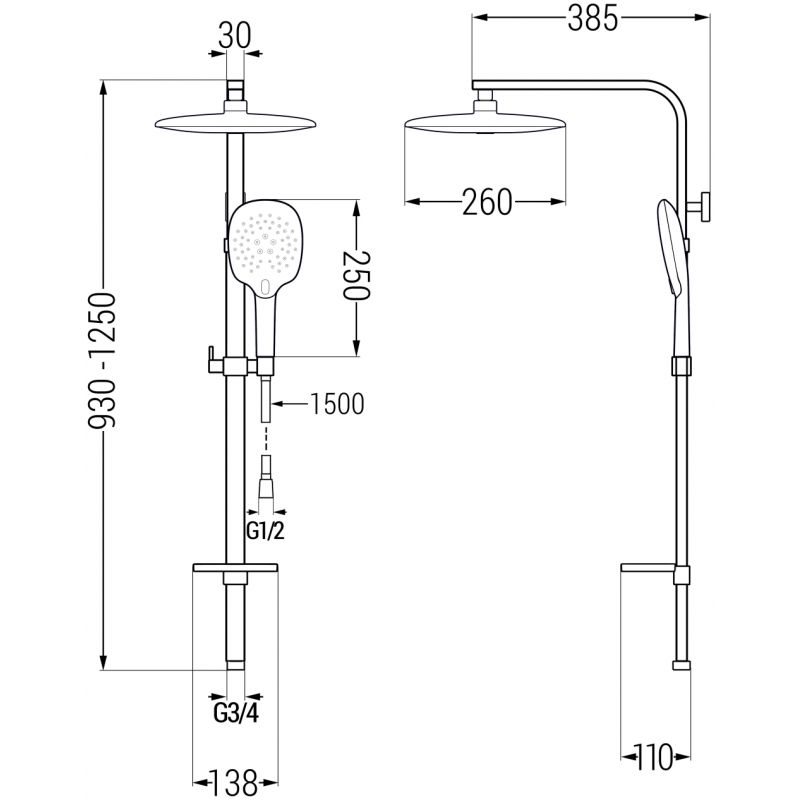 Kolumna prysznicowa Mexen Q czarna 798222295-70 1 szt.