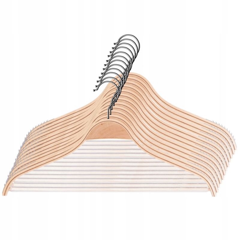 Wieszak Na Ubrania KADAX Wieszaki Ubraniowe Drewniane Antypoślizgowe 12x 1szt.