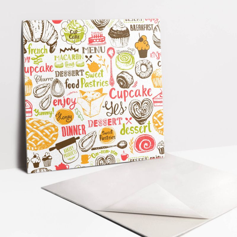 Kafelki samoprzylepne Tulup 30x30 cm Deserowe kolorowe słodkości 9 szt.