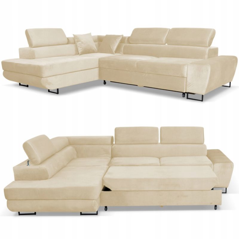 Sofa kanapa do salonu rozkładany lewy Family Meble Bosso beżowy 1szt