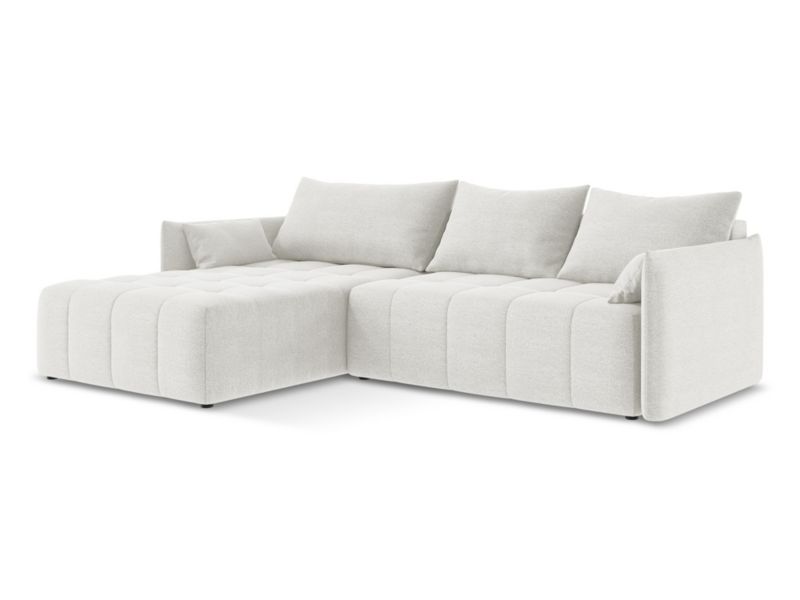 Narożnik lewostronny z funkcją spania LaMiaSofa BOLSENA z tkaniny bouclé 260x180 cm biały 1 szt.