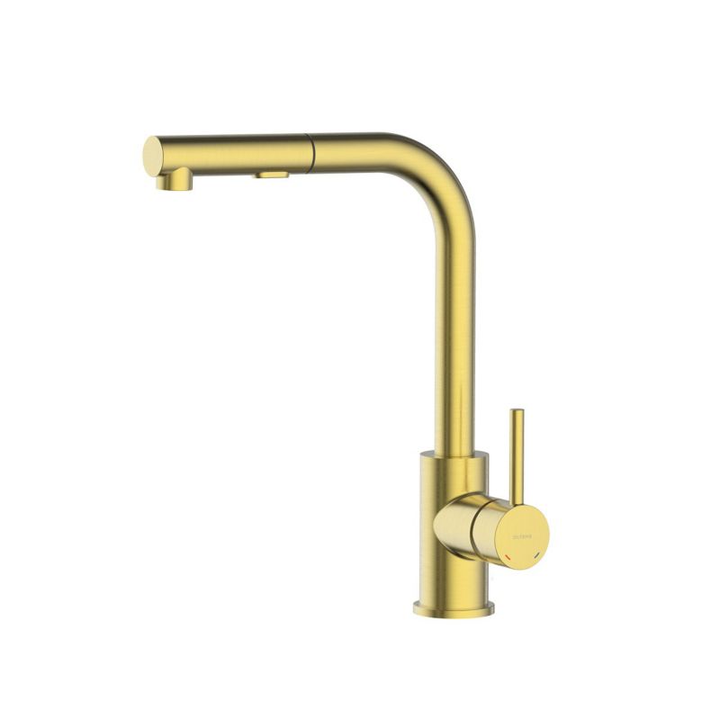 Bateria kuchenna Oltens Myvat z wyciąganą wylewką, złoto szczotkowane, 1 szt.