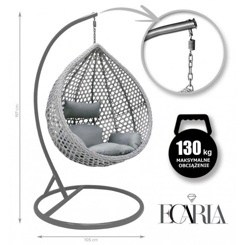 Fotel wiszący eCarla huśtawka kokon z poduszkami KR27 1 szt.