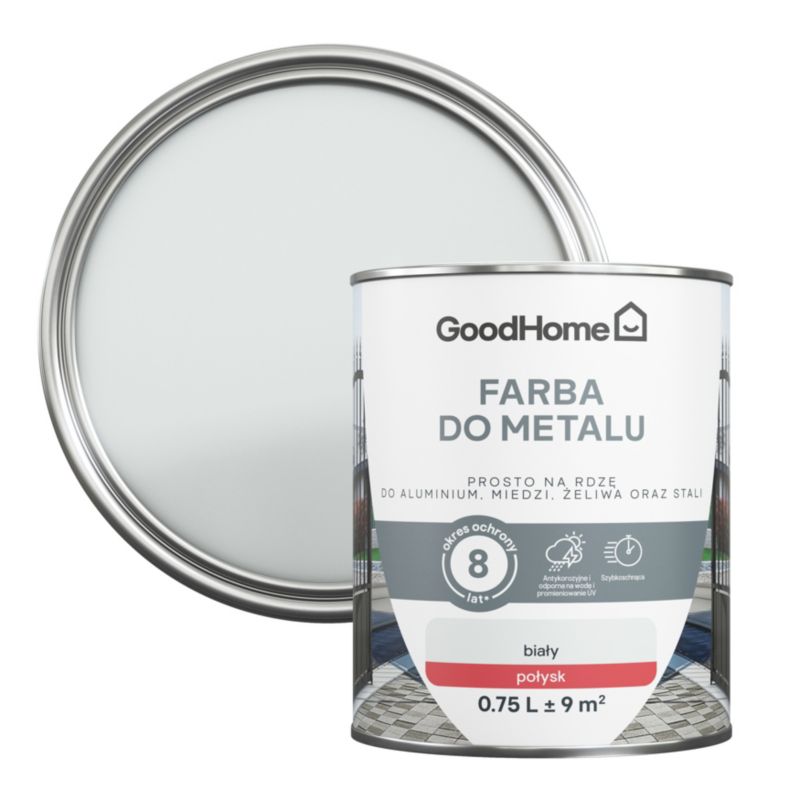 Farba antykorozyjna GoodHome połysk biały 0,75 l