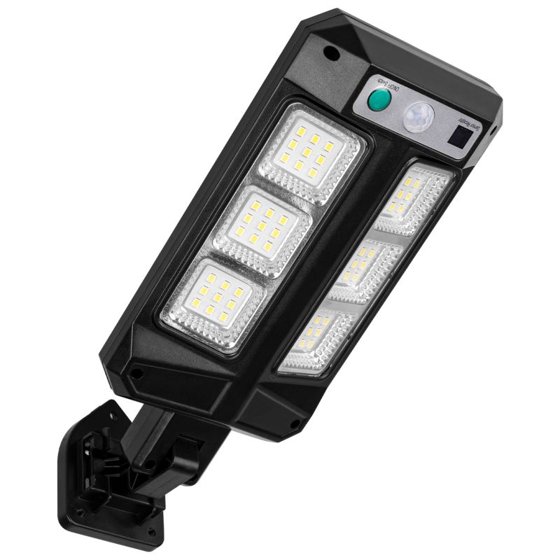 Lampa LED solarna MasterLED uliczna slim 54xLED 6500K IP44 z czujnikiem PIR i pilotem czarna 1 szt.