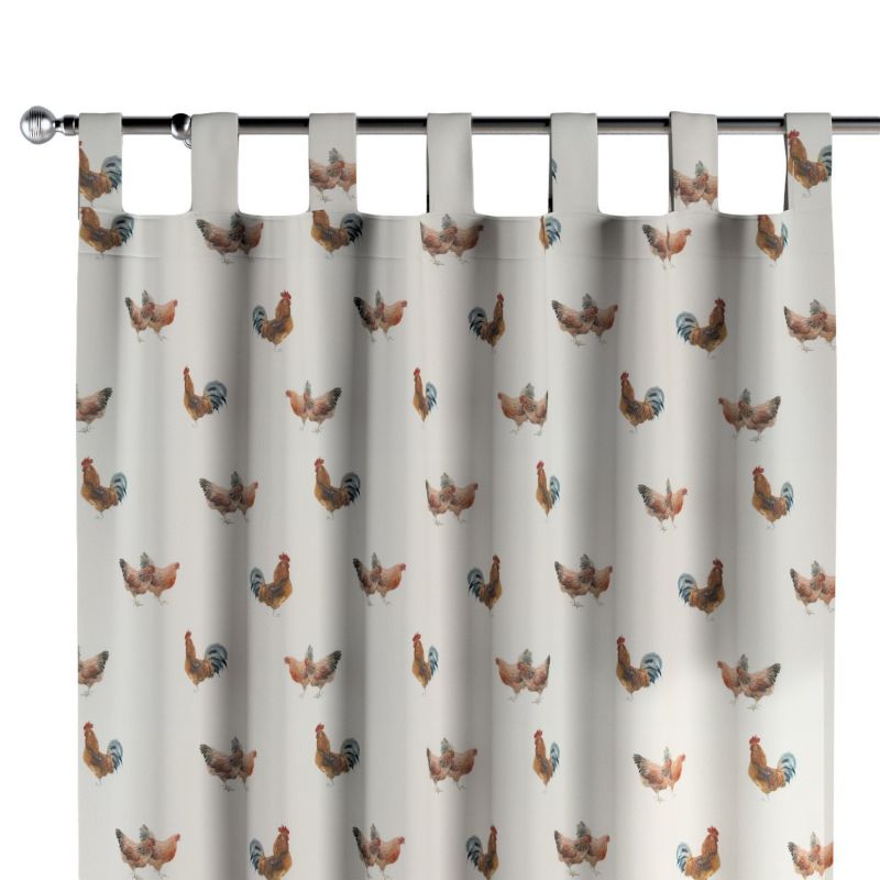 Zasłona na szelkach 1 szt. 130 x 245 cm Dekoria brązowe kurki na kremowym tle 1 szt.