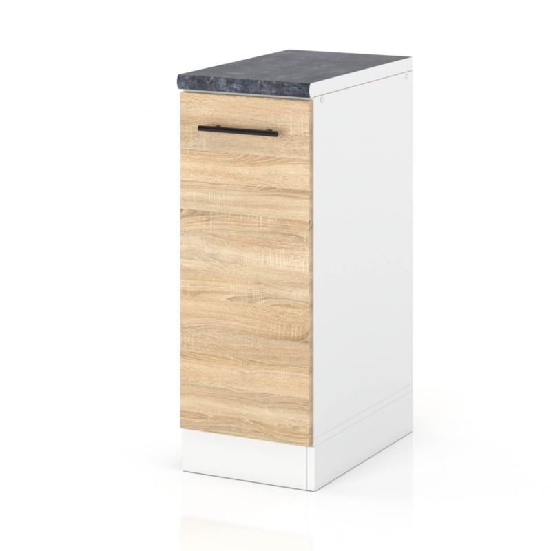 Szafka Kuchenna Hurtownia-Mebli Stojąca D30 sPremium 30cm Biały Mat Dąb Sonoma 30x52x85 cm 1szt.