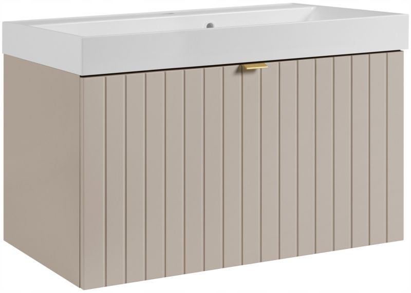 Szafka pod umywalkę Furnidea 80 cm kaszmir z umywalką marmur syntetyczny 80 cm Harmo 1 szt.