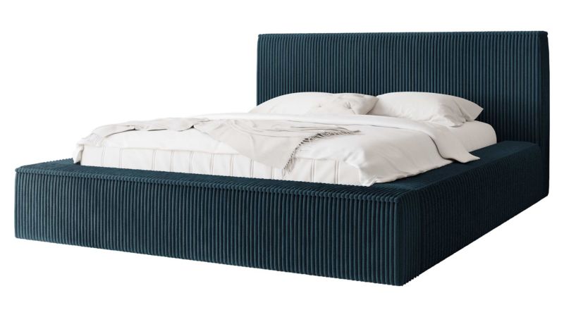 Łóżko tapicerowane MIRJAN 24 z pojemnikiem Glexi Sztruks 140x200 granatowy sztruks 1 szt.