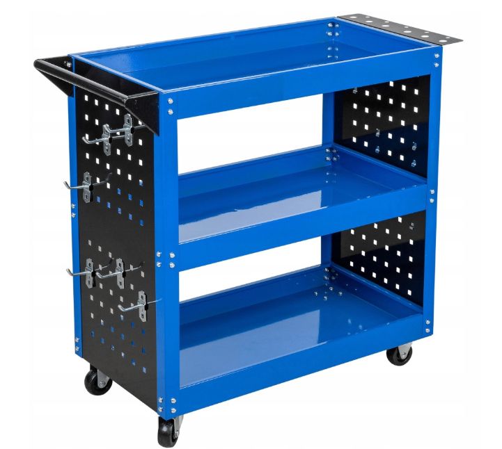 Szafka wózek SILVER zestaw warsztatowy narzędziowy skrętne koła 3 półki + haczyki 1szt.