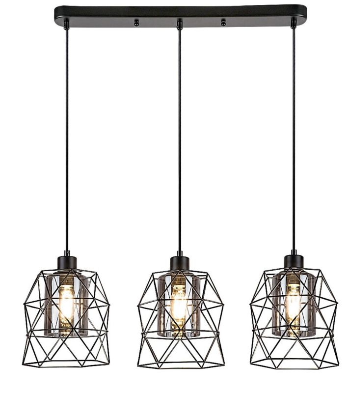 Lampa wisząca Rabalux Emrys 1138 czarny matowa-kolor dymny industrialna 3xE27 x 1 szt.