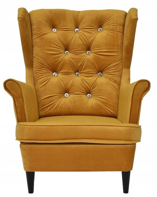 Fotel uszak do salonu Family Meble Gaja złoty 1szt