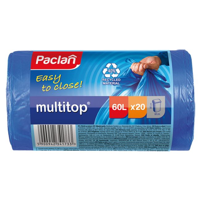 Worki na śmieci Paclan Multitop 60 l 20 szt.