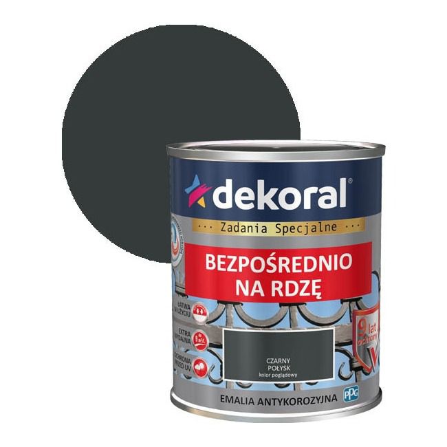 Emalia antykorozyjna Dekoral czarny połysk 0,65 l