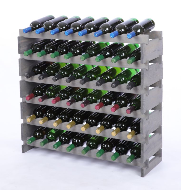 Stojak na wino MODO24 regał modułowy na butelki 6 leżni x 8 butelek montaż bez narzędzi impregnacja szara 1 szt.