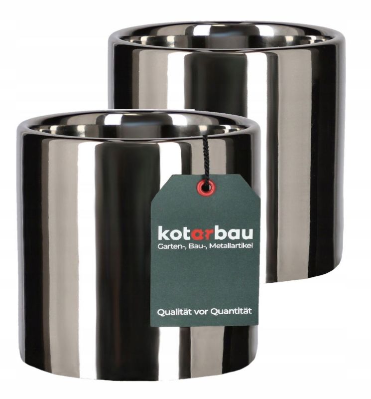 Doniczka KOTARBAU srebrna ceramiczna połysk 80 mm 2 szt.