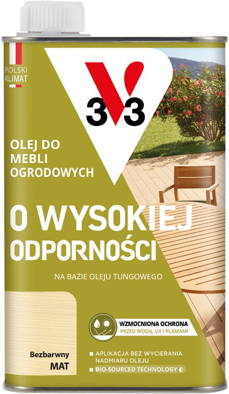Olej do mebli o wysokiej odporności V33 bezbarwny 0,5 l