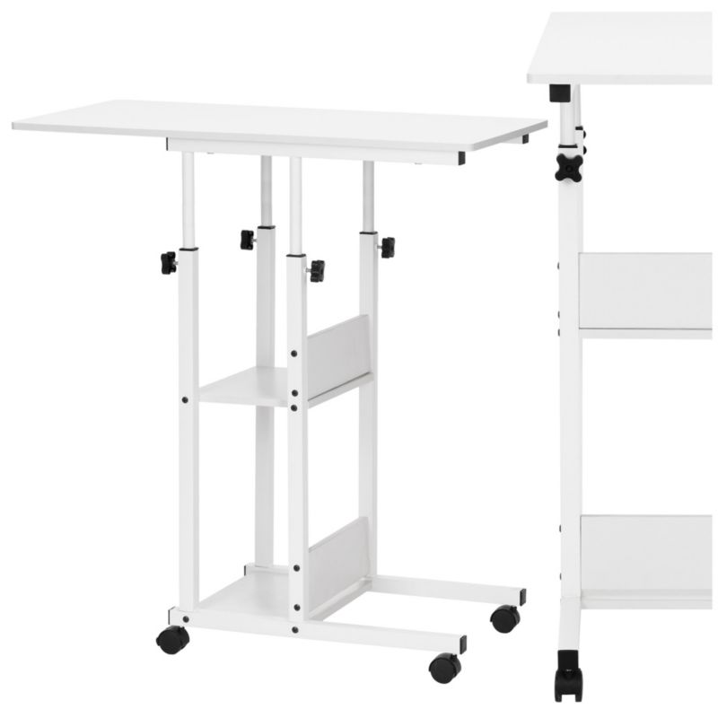 Stolik kawowy na kółkach Springos z regulacją 76-86 cm biały 1 szt.