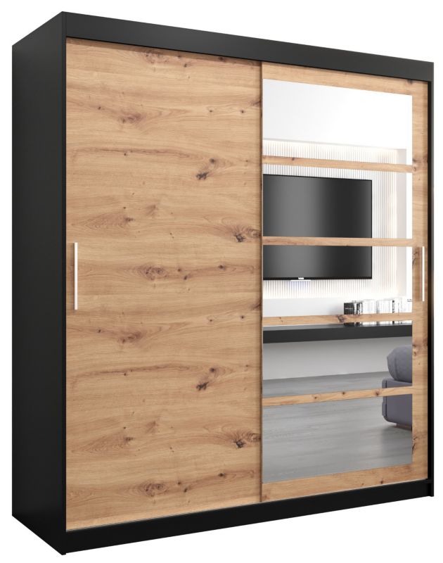 Szafa przesuwna Abiks ROMA 1 180 czarny mat + artisan 1 szt.