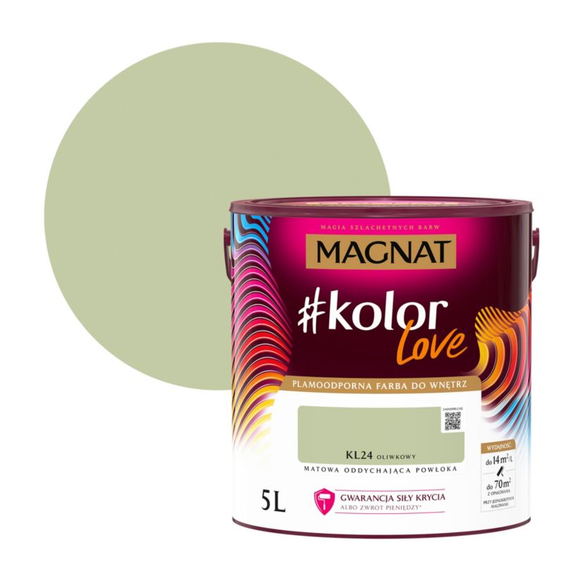 Farba kolorowa plamoodporna Magnat #kolorLove KL24 oliwkowy 5 l