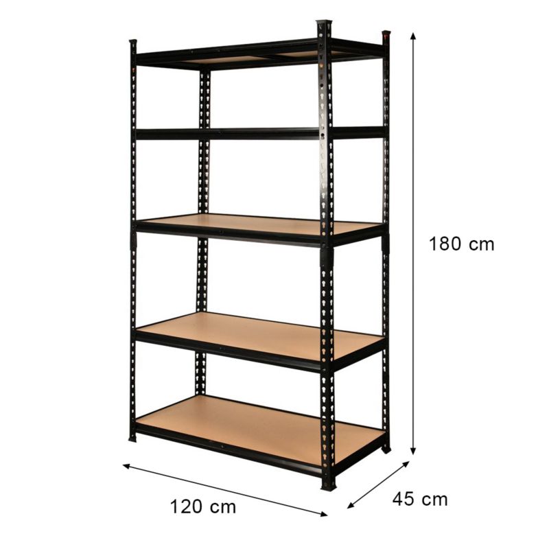 Regał magazynowy Pro Loft Mega-M 180x120x45cm 5 półek z MDF Czarny 1szt.